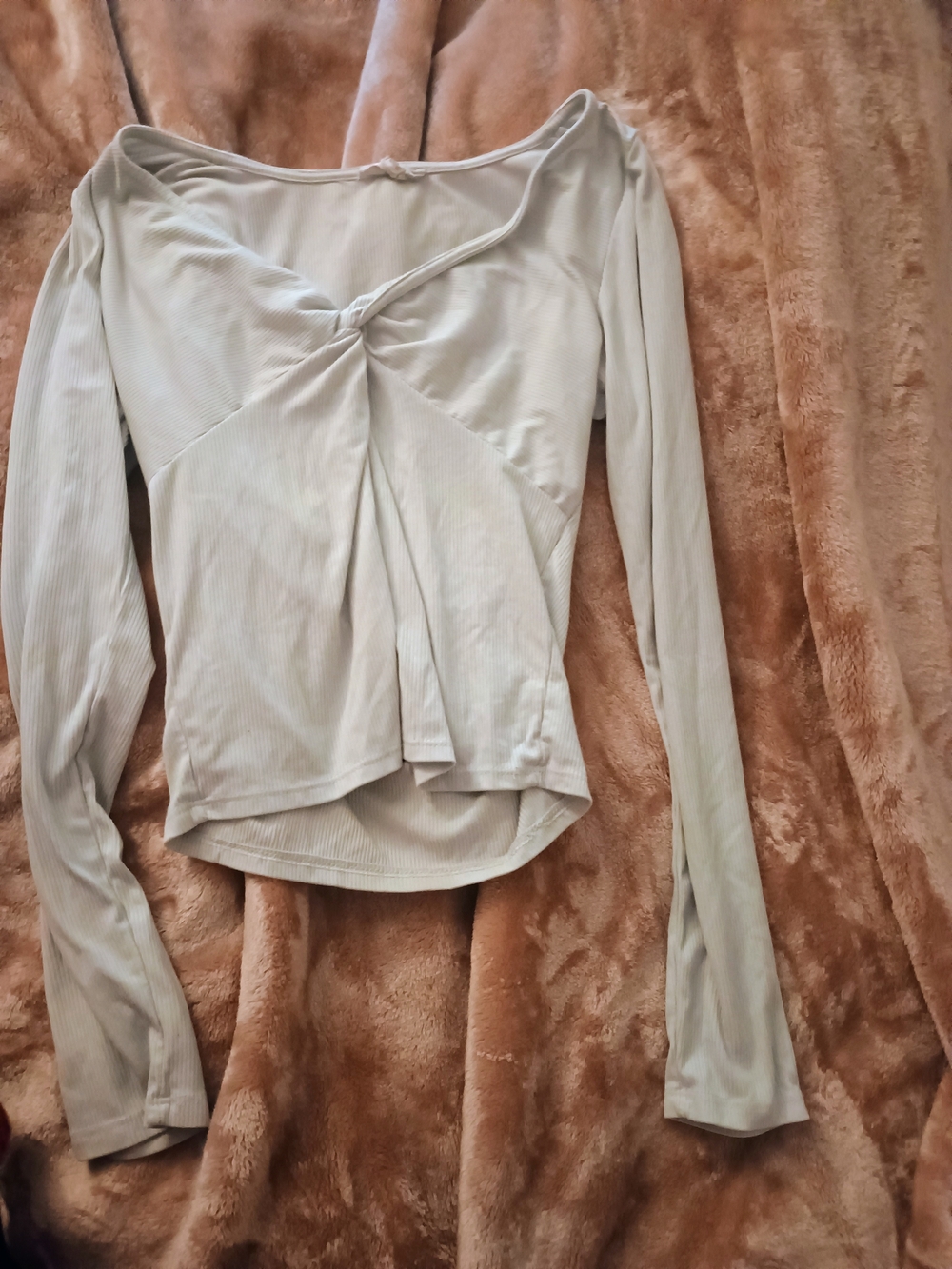 Twist-Front Long Sleeve Top in Light Sage